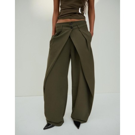 Pantalon barrel plissé